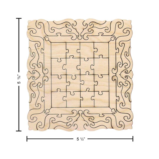 Leisure Arts Wood Puzzle Small Frame 50 pieces 5.5"x 5.75" Blank Puzzles, Make Your Own puzzle, Blank Puzzle Pieces Blank Wooden Puzzles DIY Jigsaw Puzzles, blank puzzles to draw on